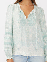 Load image into Gallery viewer, Embroidered Lace Trim Top - Aqua FINAL SALE