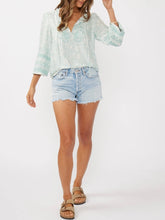 Load image into Gallery viewer, Embroidered Lace Trim Top - Aqua FINAL SALE