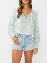 Load image into Gallery viewer, Embroidered Lace Trim Top - Aqua FINAL SALE