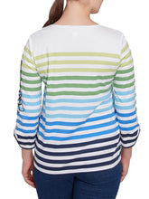 Load image into Gallery viewer, Embroidered Stripe Tee - True Navy FINAL SALE