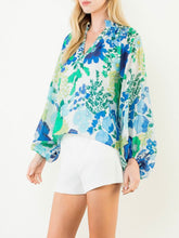 Load image into Gallery viewer, Long Sleeve Floral Print Top - Blue Multi