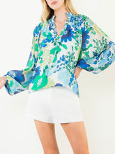 Load image into Gallery viewer, Long Sleeve Floral Print Top - Blue Multi