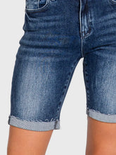 Load image into Gallery viewer, Denim High Rise Bermuda Shorts - Blue
