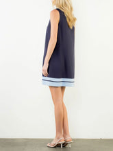 Load image into Gallery viewer, Sleeveless Linen Dress - Navy/Light Blue

