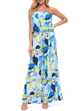 Load image into Gallery viewer, Strapless Jumpsuit - Blue/Lime
