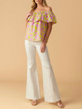 Load image into Gallery viewer, Print Off Shoulder Top - Lime FINAL SALE
