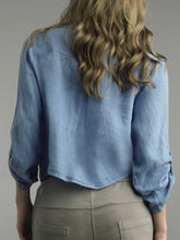 Load image into Gallery viewer, Linen Tie Front Top - Blue
