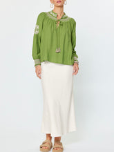 Load image into Gallery viewer, Peasant Blouse with Embroidery - Olive
