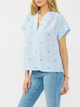 Load image into Gallery viewer, Cap Sleeve Pinstripe Top - Light Blue
