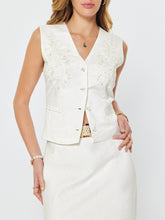 Load image into Gallery viewer, Embroidered Vest with Pockets - Ivory
