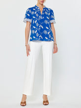 Load image into Gallery viewer, Embroidered Contrast Detail Top - Blue
