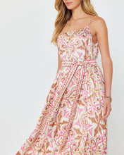 Load image into Gallery viewer, Pleated Midi with Belt - Pink/Brown
