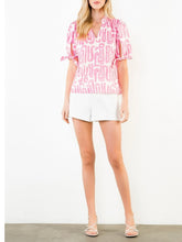 Load image into Gallery viewer, Abstract V-neck Top - Pink
