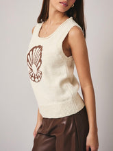 Load image into Gallery viewer, Sleeveless Shell Intarsia Sweater - Cream
