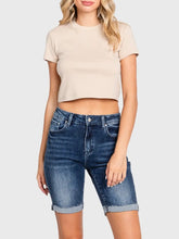 Load image into Gallery viewer, Denim High Rise Bermuda Shorts - Blue
