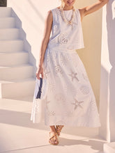 Load image into Gallery viewer, Embroidered Eyelet Maxi Skirt - White
