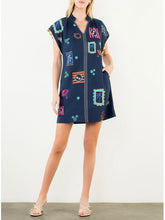 Load image into Gallery viewer, Embroidered Dress with Trim - Navy
