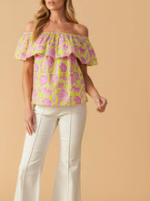Load image into Gallery viewer, Print Off Shoulder Top - Lime FINAL SALE
