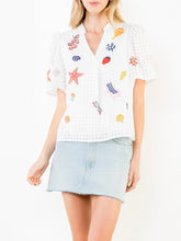 Load image into Gallery viewer, Embroidered V-Neck Top - White

