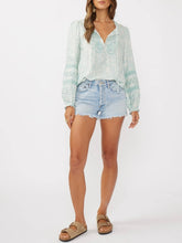 Load image into Gallery viewer, Embroidered Lace Trim Top - Aqua FINAL SALE
