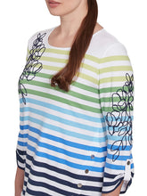 Load image into Gallery viewer, Embroidered Stripe Tee - True Navy FINAL SALE

