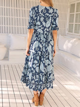 Load image into Gallery viewer, Bordeaux Print Midi Dress - Blue FINAL SALE
