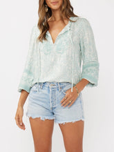 Load image into Gallery viewer, Embroidered Lace Trim Top - Aqua FINAL SALE

