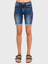 Load image into Gallery viewer, Denim High Rise Bermuda Shorts - Blue
