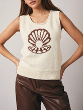 Load image into Gallery viewer, Sleeveless Shell Intarsia Sweater - Cream
