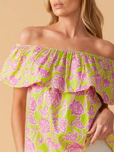 Load image into Gallery viewer, Print Off Shoulder Top - Lime FINAL SALE
