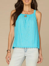 Load image into Gallery viewer, Square Neck Embroidered Tank - Cabana Blue
