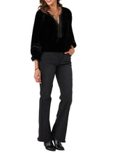 Load image into Gallery viewer, Embroidered Velvet Blouse - Black FINAL SALE
