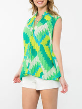 Load image into Gallery viewer, Sleeveless Pleat Top - Greens FINAL SALE
