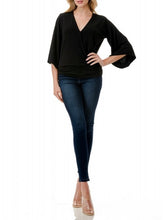 Load image into Gallery viewer, Banded Surplice Top - Black
