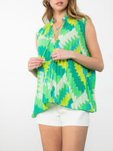Load image into Gallery viewer, Sleeveless Pleat Top - Greens FINAL SALE

