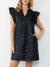 Load image into Gallery viewer, Flutter Sleeve Textured Dress - Black FINAL SALE
