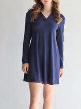 Load image into Gallery viewer, Long Sleeve Trapeze Dress - Blue FINAL SALE
