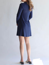 Load image into Gallery viewer, Long Sleeve Trapeze Dress - Blue FINAL SALE

