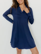 Load image into Gallery viewer, Long Sleeve Trapeze Dress - Blue FINAL SALE
