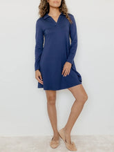 Load image into Gallery viewer, Long Sleeve Trapeze Dress - Blue FINAL SALE
