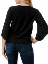 Load image into Gallery viewer, Banded Surplice Top - Black

