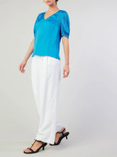 Load image into Gallery viewer, Smocked Shoulder Top - Turquoise FINAL SALE
