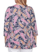 Load image into Gallery viewer, Embellished Paisley Top - True Navy FINAL SALE
