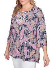 Load image into Gallery viewer, Embellished Paisley Top - True Navy FINAL SALE
