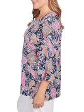 Load image into Gallery viewer, Embellished Paisley Top - True Navy FINAL SALE

