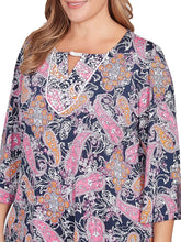 Load image into Gallery viewer, Embellished Paisley Top - True Navy FINAL SALE
