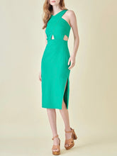 Load image into Gallery viewer, Cocktail Midi Dress with Cut Outs - Green FINAL SALE
