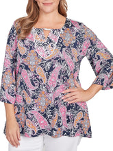 Load image into Gallery viewer, Embellished Paisley Top - True Navy FINAL SALE

