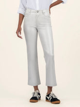 Load image into Gallery viewer, Kelsey High Rise Coated Ankle Flare Jean - Light Silver FINAL SALE

