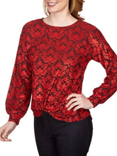 Load image into Gallery viewer, Scroll Twist Top - Lipstick Multi FINAL SALE
